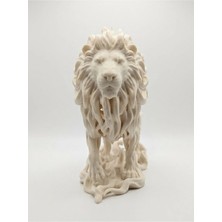 Yakamoz Atölye Aslan Biblo 10 cm Voronoi Alev Yeleli 3D Baskı Krem Dekoratif Heykel Masaüstü Süs Ev Süsü Hediyelik