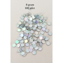 MiraLive Oya Abiye Bileklik Kolye Pleksi Metalik Plastik Pul Gümüş Renk 8 Gram 100 Adet - BNC518