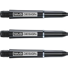 Winmau Imzalı Naylon Siyah ve Gümüş Mvg Tasarım Kısa Şaftlar - Paket Başına 1 Set (Toplam 3 Kanat)
