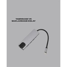 TCX Type-C Hdmı Ethernet Adaptör 8-In-1 Alüminyum Gövde