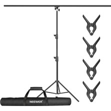 Neewer T-Şeklinde Arka Plan Destek Seti, 2,6 M Yüksek Ayarlanabilir Tripod Standı ve 1,5 M Genişliğinde Çapraz Çubuk, 4 Yaylı Kelepçe ve 1 Taşıma Çantası ile Stüdyo, Fotoğraf, Video, Fotoğraf Için