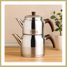 Bezos Orta Boy Çelik Çaydanlık Seti (Çift Kapaklı, Süzgeçli) 1.25L/2.25L Za