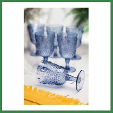 Bezos Akrilik Lacivert 6'lı Kadeh & Su Meşrubat Kahve Yanı Bardağı 450 ml ( Cam Değildir ) BEZOS16