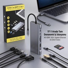 TCX Ergonomik 11 Fonksiyonlu Type-C Hdmı USB Çoklayıcı Adaptör