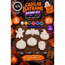 Die Grup Arnur 6'lı Cadılar Bayramı Taş Boyama Seti | Halloween 6 Figür 6 Renk Boya 1 Fırça