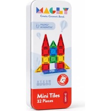 Myg Plus Magly Mini Tiles - Seyahat Boy Manyetik Yapı Blokları - Çocuklar Için Metal Kutulu 32 Parça Mini Manyetik Oyun Seti