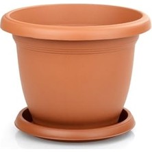Defne Store Villa Saksı 22 L 1 Adet Yuvarlak Saksı Villa Saksı Kahverengi Saksı Tabaklı Saksı Plastik Saksı