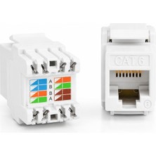 Lexroo MN117C RJ45 Cat6 Keystone Jack Şase Priz Modülü 180 Derece Ağ Ethernet Bağlantı Konnektörü