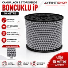 Happy Trend Markalar Cam Balkon Plastik Boncuklu Ip Zincirleri Boncuk Çapı 4.5mm 10 Metre (Gri)