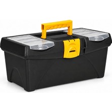 Happy Trend Home 16 Inç Plastik Kilitli Takım Çantası, Tepsili Hırdavat Kutusu, Organizer Bölmeli Alet Çantası ve Takım Sandığı, El Aletleri Vida Somun Düzenleyici Taşıma Kutusu (16")