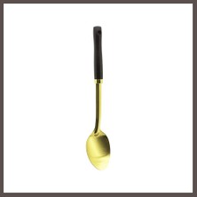 Ecotrend Ahşap Saplı Metal Servis Kaşığı Altın Renk ECO123