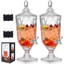 Happy Trend 2 Adet 0,8 Galon Cam Içecek Dispenseri Vintage Kristal Içecek Dispenseri Spigotlu Şeffaf Içecek Dispenseri Su Çay Suyu Partisi Ev Bar Dış Mekan Günlük Kullanım Için Geniş Ağızlı Içecek Sunucusu