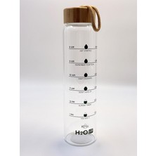 Happy Trend Home Detox Bambu Kapaklı Cam Matara 1000 ml –,ısıya Dayanıklı, Borosilikat Cam, Doğal, Çevre Dostu, Sağlıklı Su Şişesi,buzdolabı Suluk Suluğu (Motivasyon)