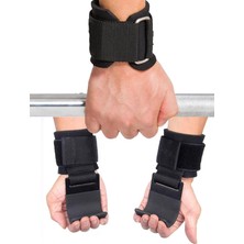 Happy Trend 2 Adet Ağırlık Kaldırma Kancası Tutma Yardımcısı Bar Fitness Bilekliği Lifting Hooks Straps Siyah