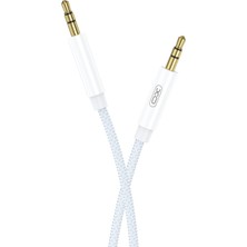 Happy Trend 3.5mm Aux Ses Kablosu R211C, 1 Metre Örgü Kaplama, Araba ve Kulaklık Uyumlu, Hd Ses, Dayanıklı Kablo (Beyaz)