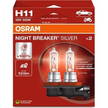 Happy Trend H11 Night Breaker Silver Far Ampulü, 12V 55W, 2'li SET,%100'E Kadar Daha Fazla Işık, 130M Görüş Mesafesi