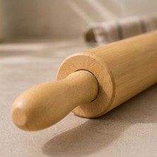 Happy Trend Bambu Merdane, Doğal Bambu Hamur Açma Merdanesi, Sabit ve Döner Mekanizmalı Varyasyon Seçenekli Ahşap Görünümlü Mutfak Merdanesi, Börek Pizza Kurabiye Pasta Hamuru Açma Için