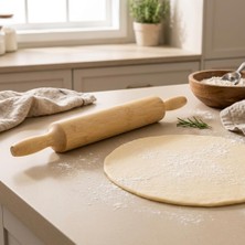 Happy Trend Bambu Merdane, Doğal Bambu Hamur Açma Merdanesi, Sabit ve Döner Mekanizmalı Varyasyon Seçenekli Ahşap Mutfak Merdanesi, Börek Pizza Kurabiye Pasta Hamuru Açma Için