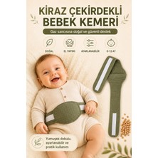Happy Trend Çekirdeği Bebek Gaz Giderici Kemer – Müslin Kumaş – Cırtlı – Doğal El Yapımı – Kolik ve Gaz Sancısı Için Isı Yastığı (0-12 Ay) (Yeşil)