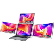 Happy Trend NPM788 16" Fhd 1200P IPS Type-C Taşınabilir 3'lü Monitör Çoklayıcı Standlı Notebook Monitör