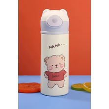 Happy Trend Çelik Krem Renk 420 ml Pipetli Matara Suluk CIN845BY