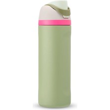 Happy Trend L Çelik Yeşil Kulplu Pipetli 950 ml Ilık Soğuk Içecek Termos Suluk MT238YS