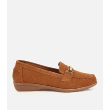 Hotiç 01AYH334610A370 KADIN Süet Deri Taba Gizli Topuklu Comfort Günlük Loafer