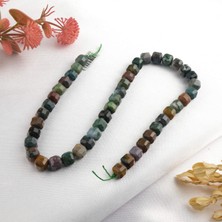 Moony Stone Faset Kesim Küp Yosunlu Akik Doğal Taş Dizi (8mm)