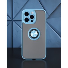 Lexroo Iphone 14 Pro Max Kılıf Montreal Yüzüklü Silikon Kapak – Buz Mavi