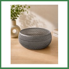 Bezos 3D Baskı Dekoratif Meyve Sepeti - Modern File Desenli Masaüstü Sunum Kasesi-Gri BEZOS16
