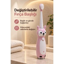 aklow akyoleticaret Çocuk Diş Fırçası Pembe Gövdeli Açma Kapama Düğmeli