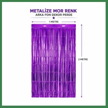 Bezos Mor Metalize Parti Perdesi 100X200 cm ? Kapı ve Arka Fon Perdesi BEZOS16