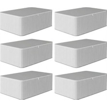 TeknoKapsül Orret Home 6 Adet Baza Altı Bez Hurç 64X45X22 Cm, Boy Çizgili Saklama Hurcu, Yorgan Battaniye Organizer, Çeyiz Bohçası ve Dolap Içi Düzenleyici