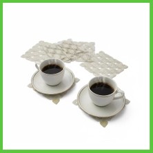 Bezos 6 Lı Dantel Kahve Sunumluğu 15X15 cm Asorti Desenli Bardak Altlığı Türk Kahvesi Fincan Sunum Seti Vengners