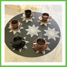 Bezos 6 Lı Dantel Kahve Sunumluğu 15X15 cm Asorti Desenli Bardak Altlığı Türk Kahvesi Fincan Sunum Seti Vengners