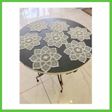 Bezos 6 Lı Dantel Kahve Sunumluğu 15X15 cm Asorti Desenli Bardak Altlığı Türk Kahvesi Fincan Sunum Seti Vengners