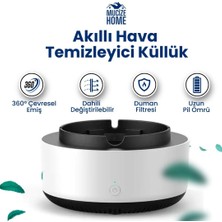 Zeflazer Dumanı Içine Çeken Kül Tablası Akıllı Kokusuz Küllük Duman Filtreli Hava Temizleyici Beyaz