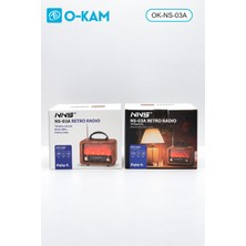O-Kam OK-NS-03A Bluetooth Bağlantılı Taşıma Saplı Şömine Efektli Şarjlı Retro Radyo