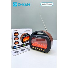 O-Kam OK-535 Bluetooth Bağlantılı Taşıma Saplı Fenerli Şömine Efektli Radyo