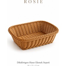 Rosie Rosıe Hasır Görünümlü Dokuma Dikdörtgen Ekmek Sepeti