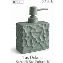 Rosie Rosıe Adaçayı Yeşili Taş Dokulu Dikdörtgen Seramik Sıvı Sabunluk 450 ml