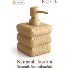 Rosie Rosıe Kum Beji Katmanlı Kare Seramik Sıvı Sabunluk 500 ml
