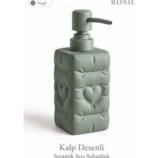 Rosie Rosıe Adaçayı Yeşili Renk Kalp Dokulu Kare Seramik Sıvı Sabunluk 350 ml