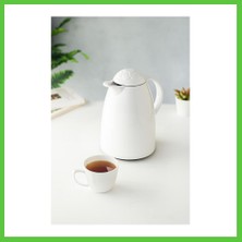 Bezos 1 Lt Isı Yalıtımlı Çay ve Soğuk Su Termosu Soft Beyaz (12 Saat Sıcak Tutar& Içi Camdır) Vengners