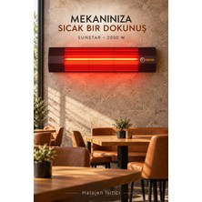 Sunstar Profesyonel 2000 W Halojen Isıtıcı – Alüminyum Gövde, Siyah Statik Boyalı, Kırmızı Işıklı Lokal Isıtıcı