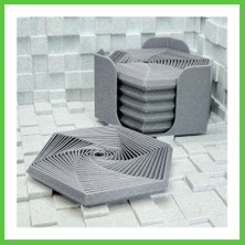 Bezos 3D Baskı Super Fidget Coaster Seti - Altıgen Desenli Bardak Altlığı ve Tutucu-Gri Vengners