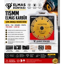 Elmas Dünyası -115 mm Elmas Karbür Çok Amaçlı Kesici Testere Diski – Demir, Inşaat Demiri, Taş, Seramik ve Profil Kesme Diski
