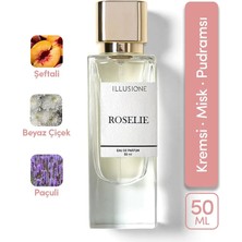 ILLUSIONE Roselie EDP Kadın Parfüm 50ml | Kremsi-Misk-Pudramsı | Şeftali, Beyaz Çiçek, Paçuli