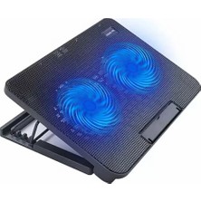 Milas Toptan Mavi Işıklı Çift Fanlı Laptop Soğutma Standı 17 Inç Uyumlu