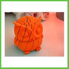 Bezos 3D Baskı Hareketli Baykuş Figürü - Eklemli Flexi Oyuncak - Turuncu Vengners